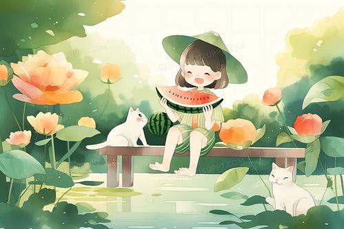 插画吃瓜少女视频素材下载,揭秘吃瓜少女的趣味瞬间